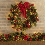 Load image into Gallery viewer, Clovi Brad Schmidt Winter Holly &amp; Berries Christmas Wreath, 26”, LED Lights
