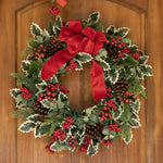 Load image into Gallery viewer, Clovi Brad Schmidt Winter Holly &amp; Berries Christmas Wreath, 26”, LED Lights

