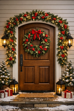 Load image into Gallery viewer, 26" Cordless Winter Holly &amp; Berries Wreath

