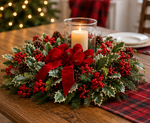 Load image into Gallery viewer, 26" Cordless Winter Holly &amp; Berries Wreath
